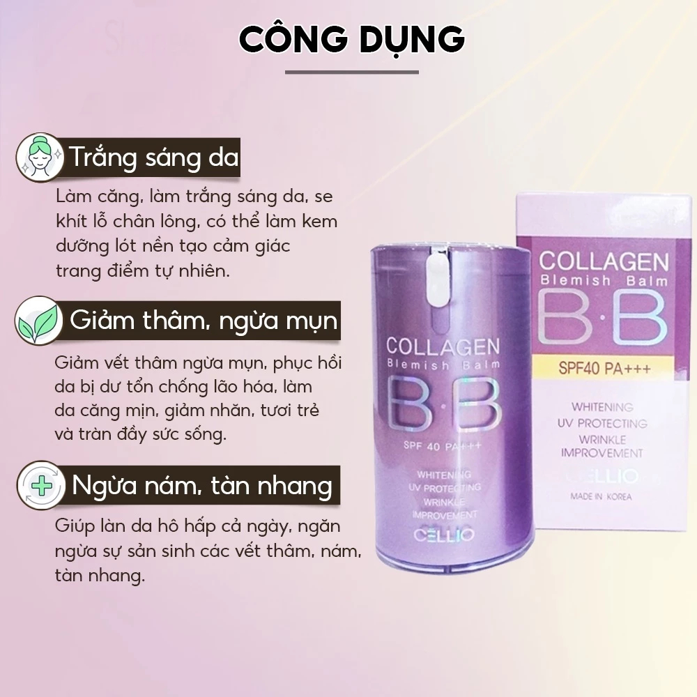 [TONE 21] Kem nền trang điểm chống nắng BB Cream Collagen CELLIO - Ever Queen