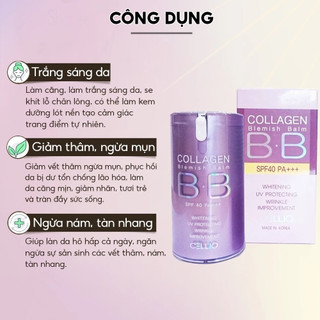 Kem nền BB Cellio Collagen Blemish Balm SPF40 PA++ 40ml che phủ đều màu da dưỡng ẩm tự nhiên