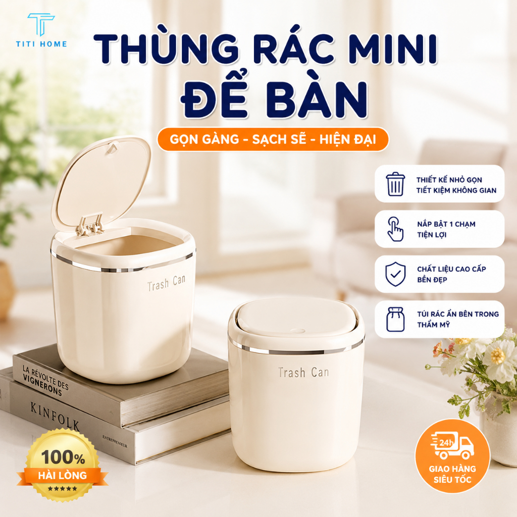 Thùng Rác Decor Để Bàn Văn Phòng, Thùng Đựng Phụ Kiện, Trang Sức Trong Suốt Kiểu Dáng Hiện Đại Sang Trọng TitiHome
