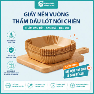 Combo 100 giấy nến vuông chống dính cho nồi chiên không dầu, hỗ trợ nướng bánh và chế biến thực phẩm