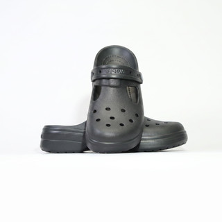 [Tặng Charm + Móc Khóa Chính Hãng] Dép Sục Màu Đen WABIS Platform Happiness V1 Đế Cao 3cm, Êm Chân, Chống Trượt [WPH-V1]
