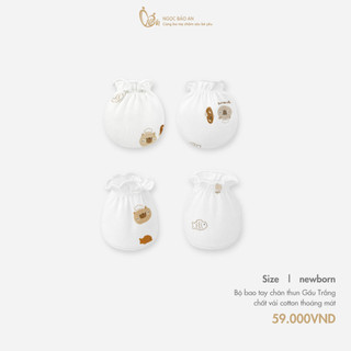 NBAn (0-3M) Set bao tay chân thun cho bé sơ sinh cotton mềm mịn thoáng mát không bị ngấn tay