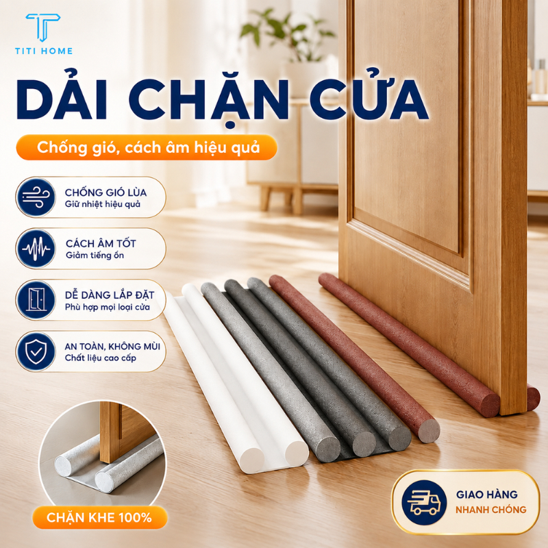 Thanh Chặn Khe Cửa Bằng Xốp Chống Ồn Chống Bụi Chống Côn Trùng Cách Nhiệt Nẹp Chân Cửa Dễ Cắt Theo Kích Thước Titihome