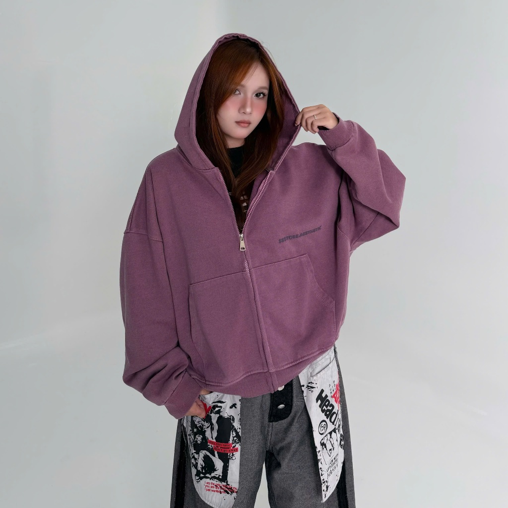 [SẢN PHẨM MỚI] Áo Khoác Zip Wash PREMIUM In Nổi Chất Vải Nỉ Chân Cua Boxy Unisex Rộng Nam Nữ | SSSTORE.Aesthetic