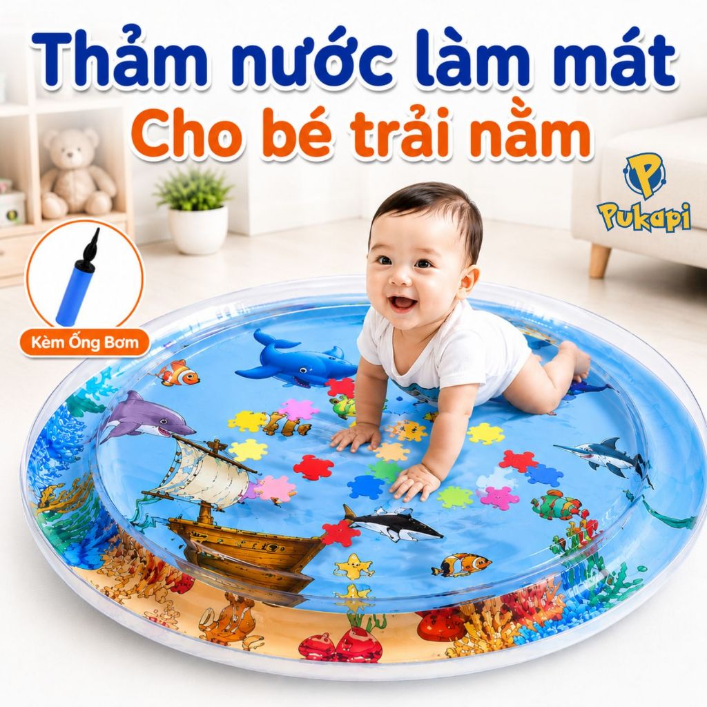 Thảm Nước Cho Bé Nằm Chơi Nệm Nước Đệm Nước Mùa Hè Tập Bò Trườn Thảm Nước Làm Mát Mùa Hè Kích Thước Lớn- PUKAPI
