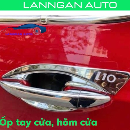 Ốp tay cửa hõm cửa xe Hyundai i10 2014-2026 Sedan, Hatchback. Bộ ốp nhựa ABS mạ crom, bảo vệ tay cửa.