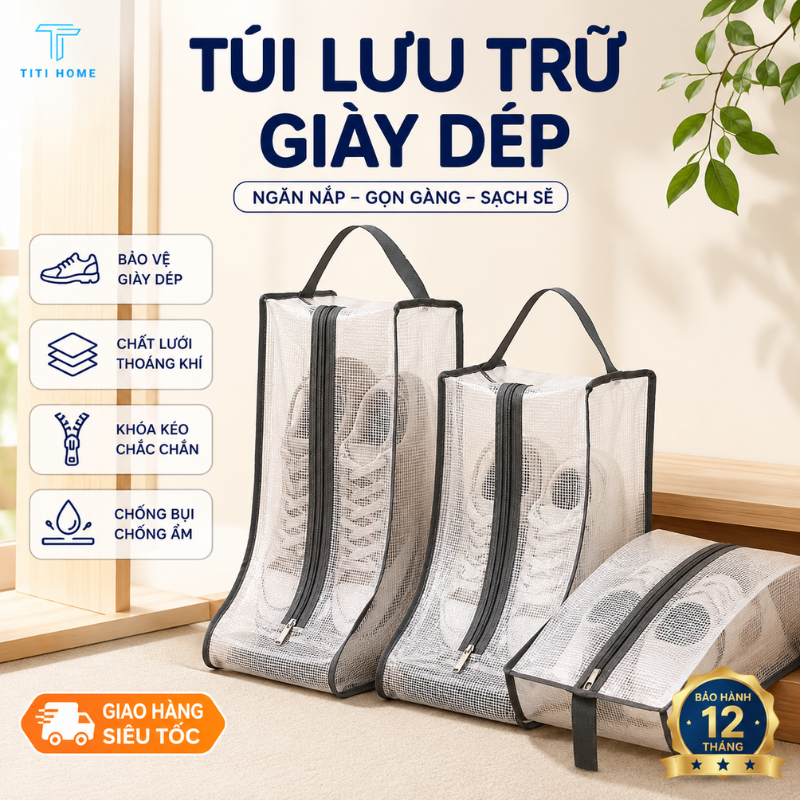 Túi Đựng Giày Boots PVC Trong Suốt – Túi Đựng Bốt Cao Bốt Thấp Chống Bụi Chống Ẩm, Giữ Form Giày Gọn Gàng TitiHome
