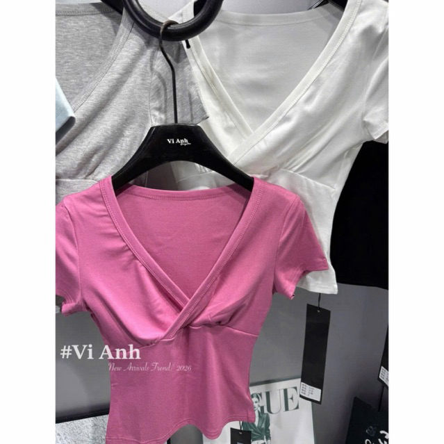 Áo tim chéo về thêm hàng 2 màu hồng nhạt , tím
