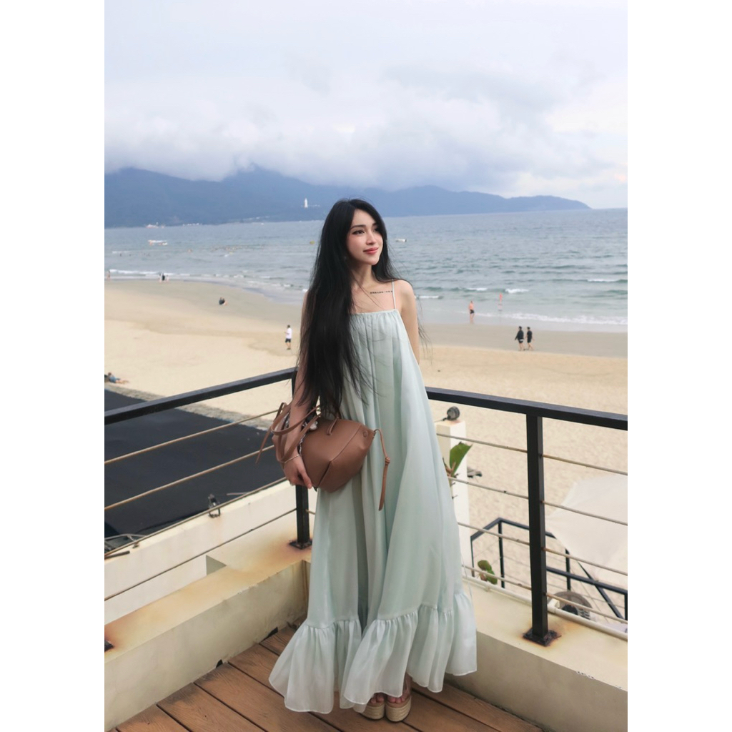HERBIE | Đầm maxi vải tơ lụa ánh kim | Bơ Dress