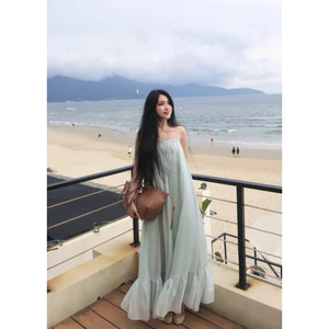 HERBIE | Đầm maxi vải tơ lụa ánh kim | Bơ Dress