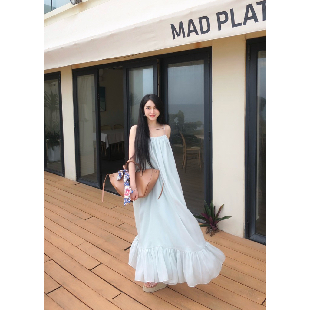 HERBIE | Đầm maxi vải tơ lụa ánh kim | Bơ Dress