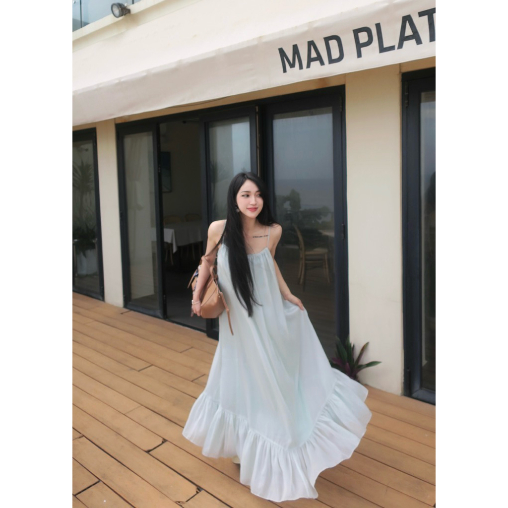 HERBIE | Đầm maxi vải tơ lụa ánh kim | Bơ Dress