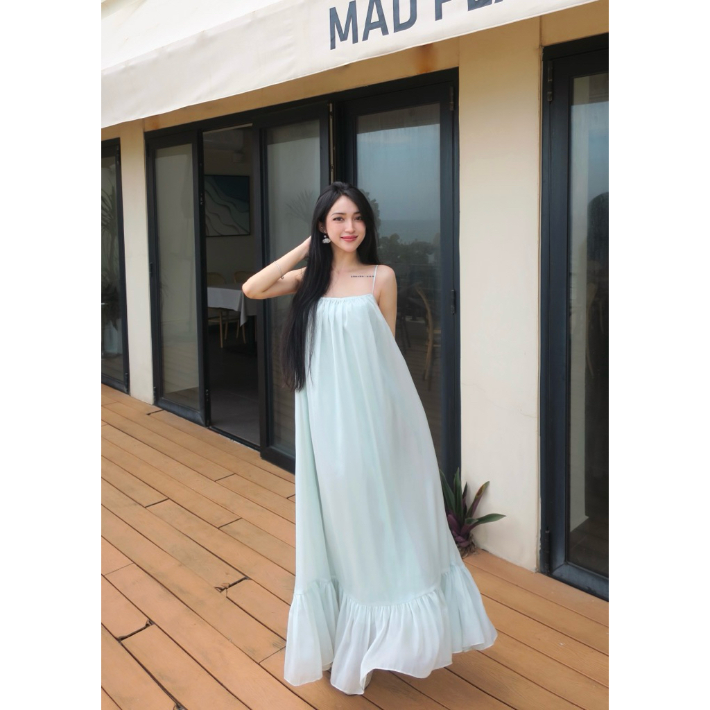 HERBIE | Đầm maxi vải tơ lụa ánh kim | Bơ Dress