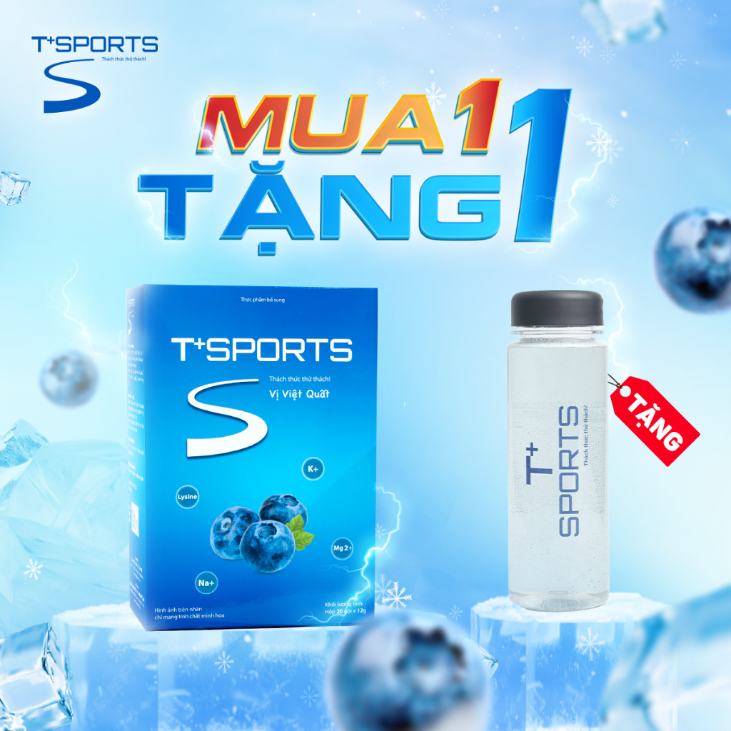 [TẶNG BÌNH] Bột Điện Giải T+SPORTS Bù Muối Khoáng, Tăng Sức Bền & Thể Lực Khi Chơi Thể Thao