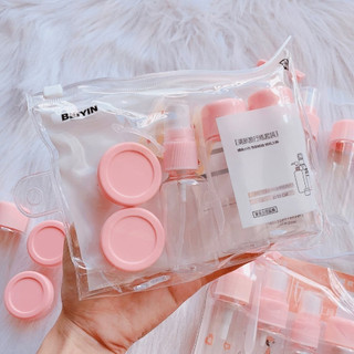 Bộ Chiết Mỹ Phẩm Du Lịch 8 Món Mini | Chai Lọ 10g 30ml 50ml | Túi Zip Trong Suốt Tiện Mang Máy Bay