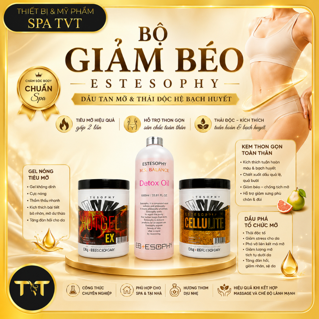 BỘ GIẢM BÉO ESTESOPHY HÀN QUỐC 3 BƯỚC, DẦU DẪN GIẢM BÉO, KEM GIẢM BÉO, KEM SĂN CHẮC BODY