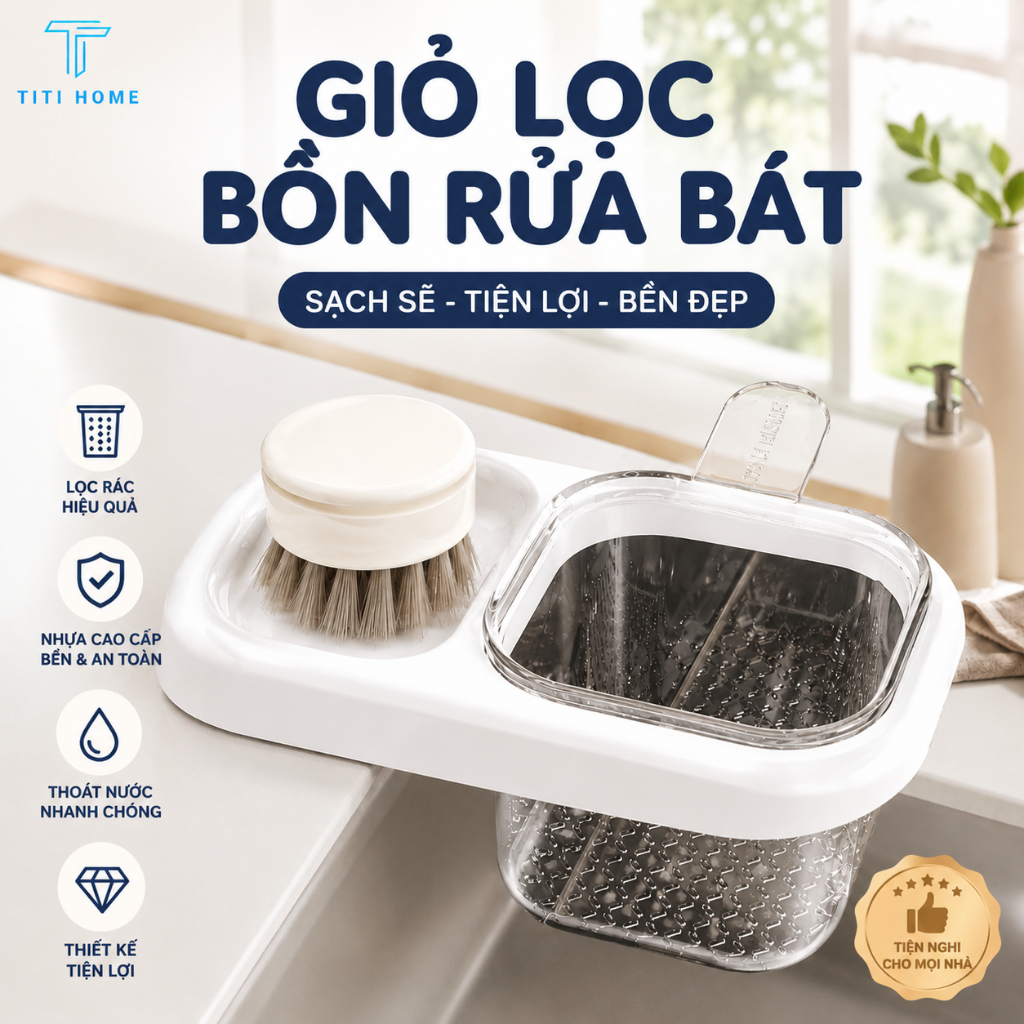 Giỏ Lọc Rác Bồn Rửa Bát Nhà Bếp Đa Năng – Lưới Lọc Cặn Bã, Thoát Nước Nhanh, Chống Nghẹt Hiệu Quả TitiHome