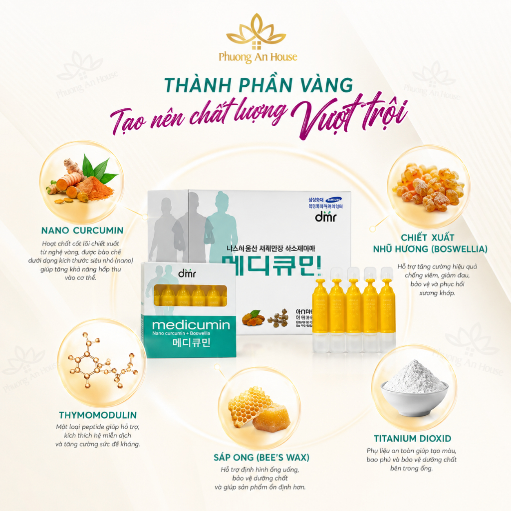 Tinh nghệ Nano Curcumin Hàn Quốc Medicumin DMR ngăn ngừa lão hóa hộp 60 ống