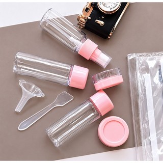 Bộ Chiết Mỹ Phẩm Du Lịch 8 Món Mini | Chai Lọ 10g 30ml 50ml | Túi Zip Trong Suốt Tiện Mang Máy Bay