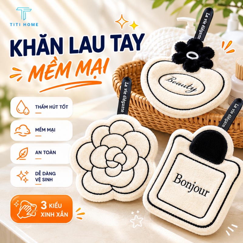 Khăn Lau Tay Đa Năng Treo Tường Đa Năng 2 Lớp Siêu Thấm Nhanh Khô Kiểu Dáng Dễ Thương - Khăn Lau Tay Nhà Tắm, Nhà Bếp