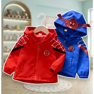 Áo Khoác Gió SpiderMan Cho Bé Trai Có Mũ Chống Nắng UPF50+ – Áo Điều Hòa 4 Mùa Siêu Nhẹ Thoáng Khí Đi Học Đi Chơi 6-40Kg