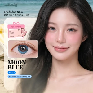 Kính áp tròng khoá ẩm 8H 3 Tháng Màu Xanh Dương Trong Nhẹ CARASE, Lens cận MOON BLUE