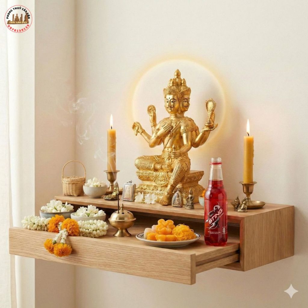 Tượng Trang Trí Tứ Diện Màu Vàng Đồng Cao 25cm - Phụ kiện để bàn làm việc và quà tặng tân gia ý nghĩa