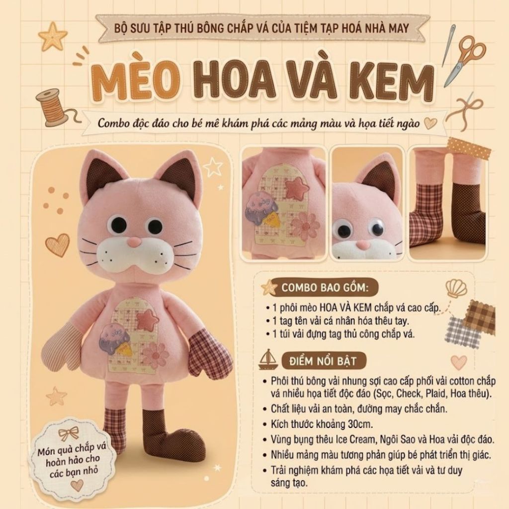 Gấu Bông Mèo Vải Hình Hoạt Bụng Thêu Họa Tiết Độc Đáo, Gối Ôm Mèo Bông Dễ Thương Nhiều Màu Sắc Quà Tặng Cho Bé,Bạn Gái