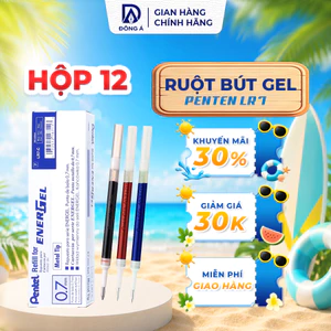 Hộp 12 ruột bút gel Pentel LR7 viết nhanh khô ngòi 0.7mm 3 màu