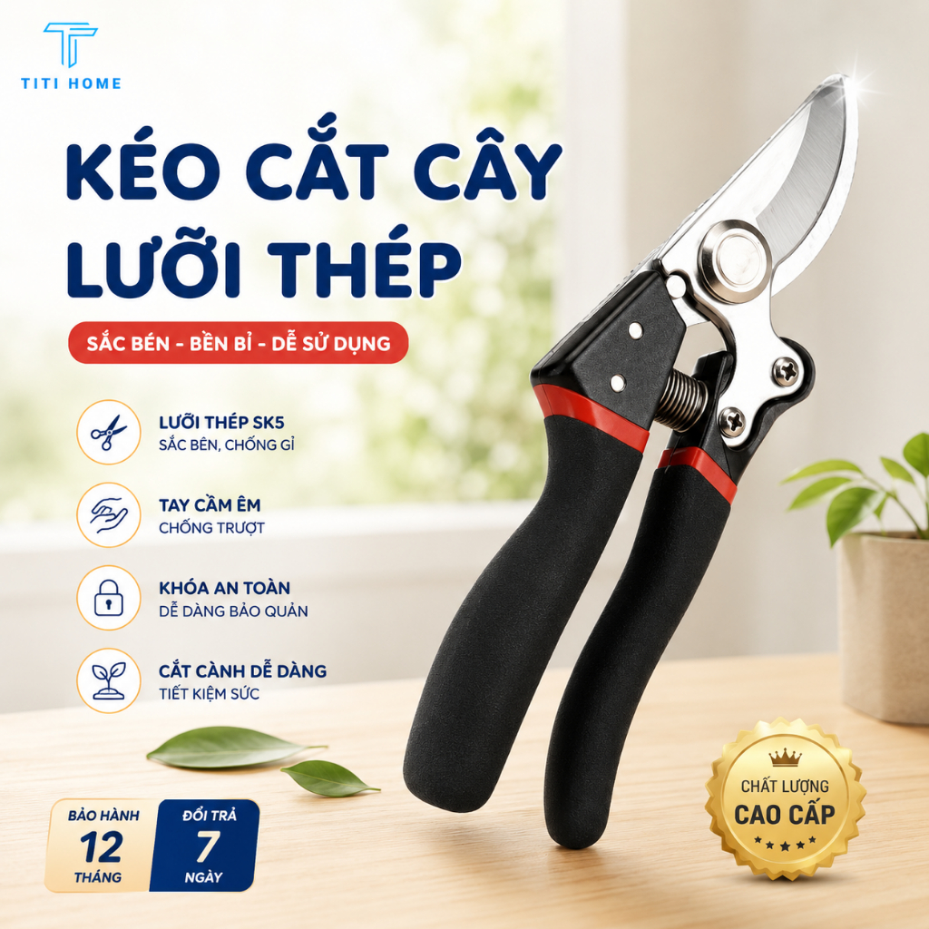 Kéo Cắt Cây Cảnh Nhật SK5 Cắt Cành Trên Cao, Cành Cây Khô Thép Cắt Sắc Bén, Tay Cầm Thoải Mái Hàng Loại 1 TitiHome