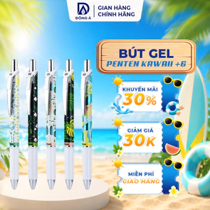 Bút gel Pentel Energel Kawaii 0.5mm dạng bấm – mực xanh nhanh khô, thiết kế họa tiết Floral độc đáo