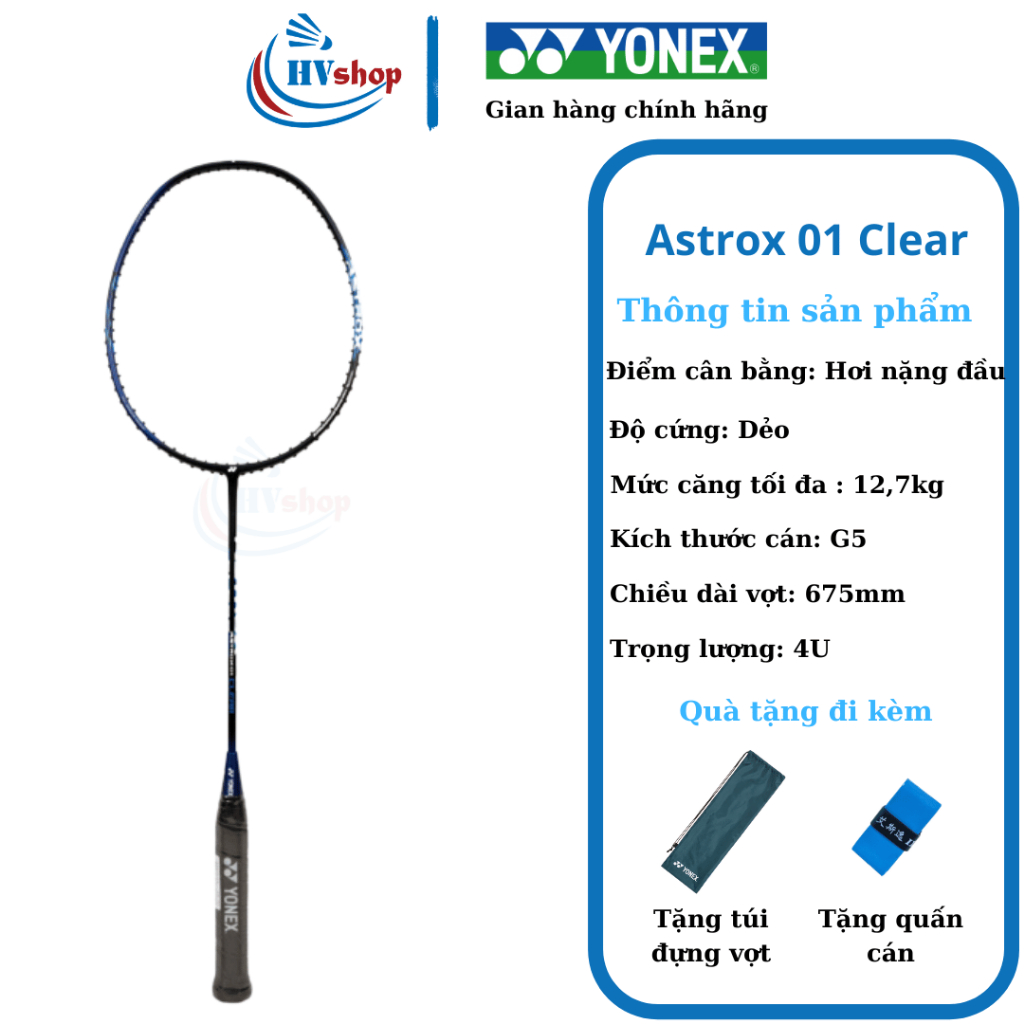 Vợt cầu lông Yonex Astrox 01 Feel, Clear, Ability chính hãng, KHUNG KHÔNG CƯỚC và quà tặng - HVShop