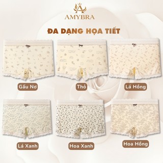 Quần Bảo Hộ Mặc Váy Su Mịn Phối Ren Nữ Tính, Quần Lót Dáng Đùi Mềm Mại Thoáng Khí AMYBRA L6448