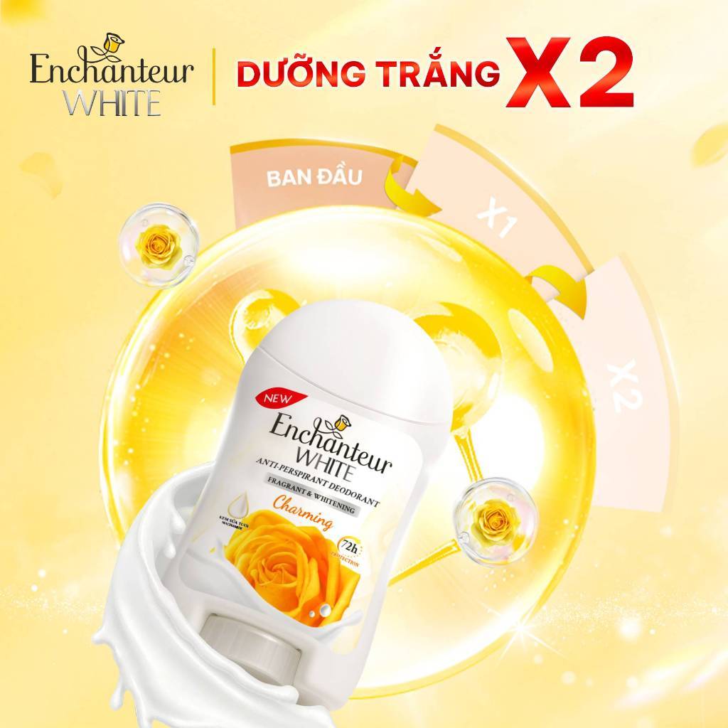 [TẶNG LĂN 40ML] Sáp Khử Mùi Enchanteur Khô Thoáng Dưỡng Trắng từ Niacinamide Hương Nước Hoa Pháp Cao Cấp dung tích 40g