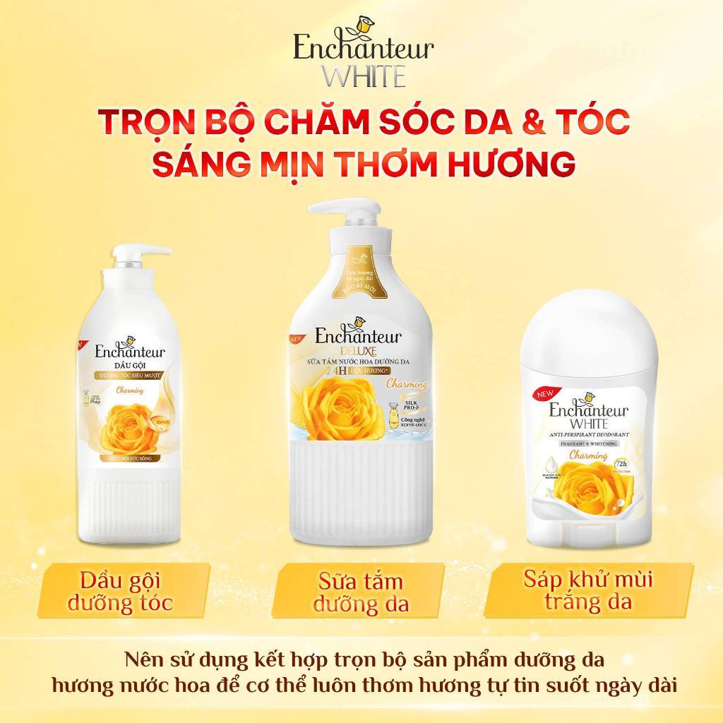 [TẶNG LĂN 40ML] Sáp Khử Mùi Enchanteur Khô Thoáng Dưỡng Trắng từ Niacinamide Hương Nước Hoa Pháp Cao Cấp dung tích 40g