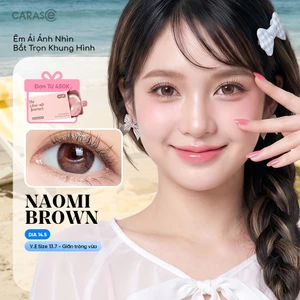Kính áp tròng khoá ẩm 10H 3 Tháng Màu Nâu Gỗ Trầm CARASE, Lens cận NAOMI BROWN