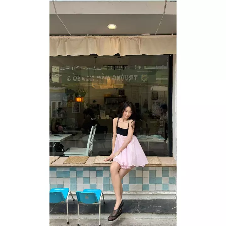 Đầm 2 dây dáng babydoll, đầm babydoll bồng xoè thanh lịch _E009