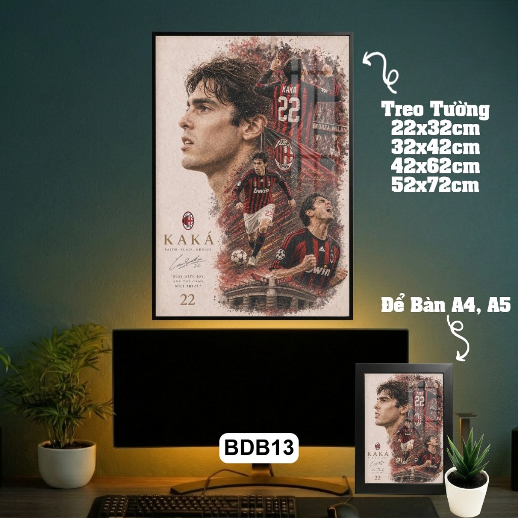 Tổng Hợp Poster Bóng Đá Các Cầu Thủ Nổi Tiếng - Tranh Tráng Gương Khung Composite Decor Trang Trí