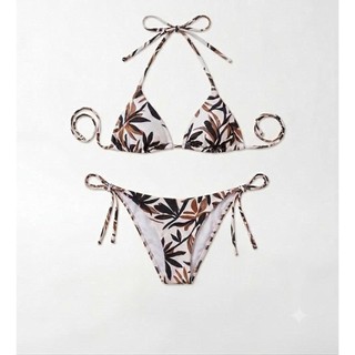 Set bơi 2 mảnh, bikini đi biển nữ dáng tam giác dây buộc ,họa tiết nổi bật, sẵn đệm ngực hàng VNXK
