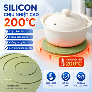 Lót nồi silicon chống nóng, miếng lót ly chống thấm nước, chống trượt, chịu nhiệt cao đa năng