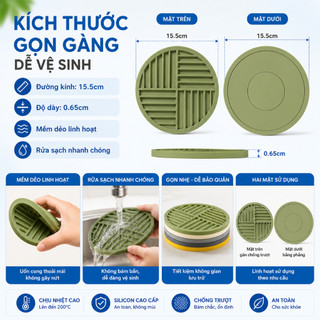Lót nồi silicon chống nóng, miếng lót ly chống thấm nước, chống trượt, chịu nhiệt cao đa năng