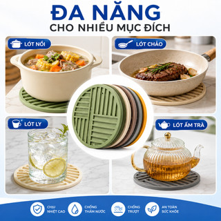 Lót nồi silicon chống nóng, miếng lót ly chống thấm nước, chống trượt, chịu nhiệt cao đa năng
