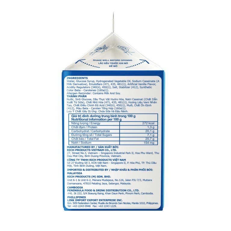 Combo 2 Kem Béo thực vật Rich’s lùn -  Non Dairy Creamer - 454G/h (HOẢ TỐC HCM)