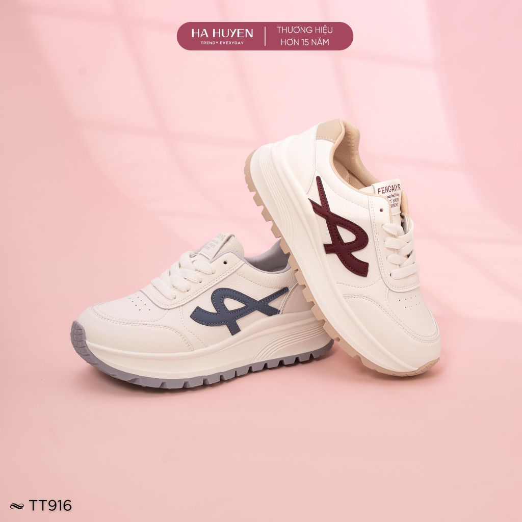 Giày thể thao nữ 4cm HÀ HUYỀN, Sneaker nữ mũi lỗ đế răng cưa 4 phân - TT916