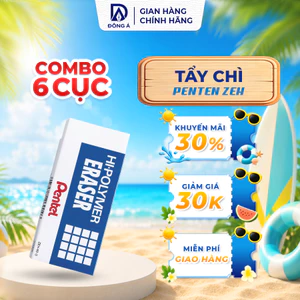 Combo 6 tẩy bút chì Pentel ZEH đủ size gôm tẩy siêu sạch mềm ít vụn an toàn cho học sinh