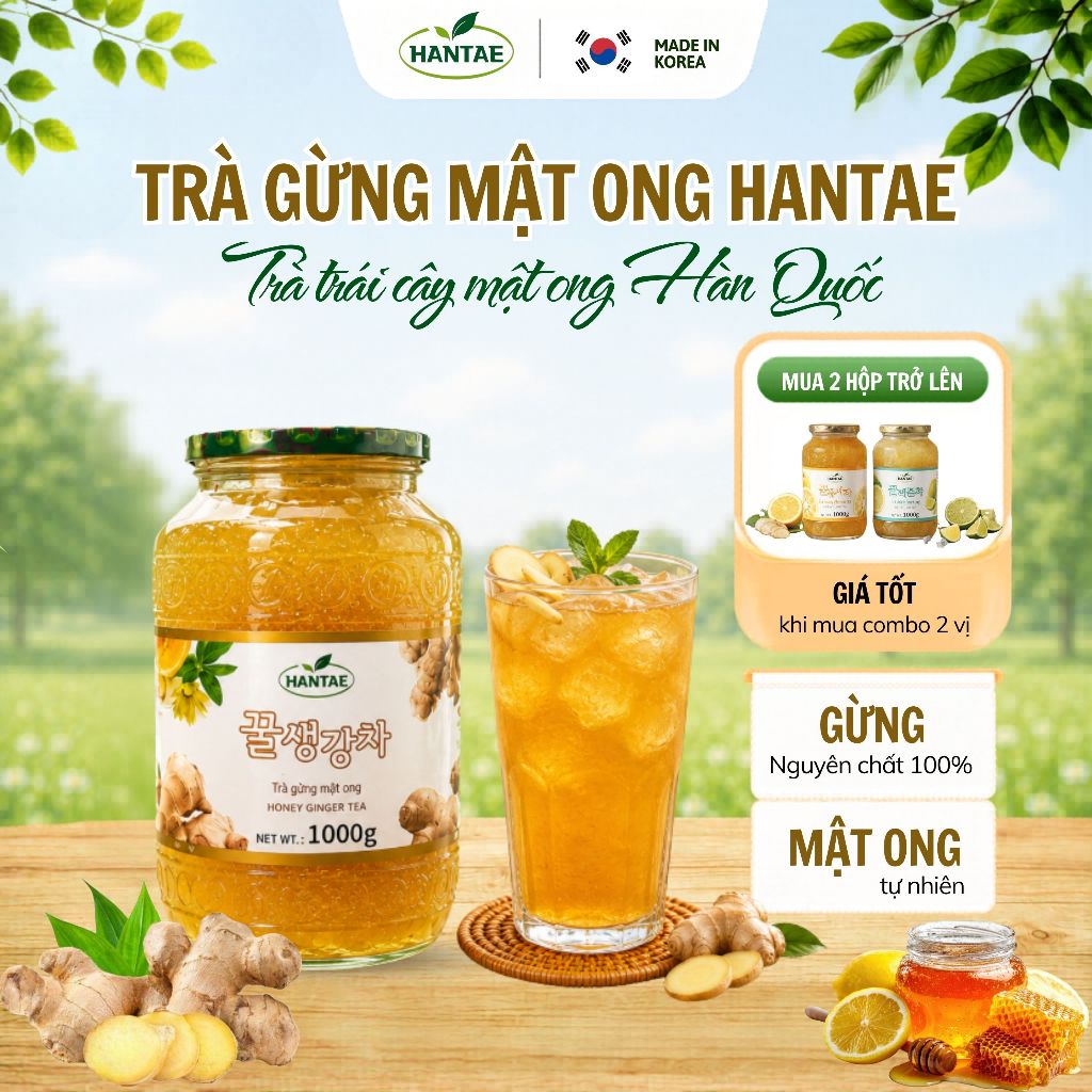 Trà Gừng Mật Ong Hantae ( 1kg x 12 lọ/ thùng)