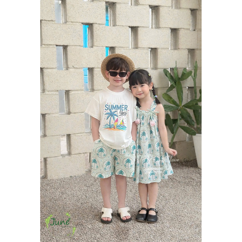 Set đồ đi biển bé trai bé gái June Sara 1-10Y (10-40kg) – đồ đôi nhiều mẫu hoạ tiết xinh, quần áo du lịch hè