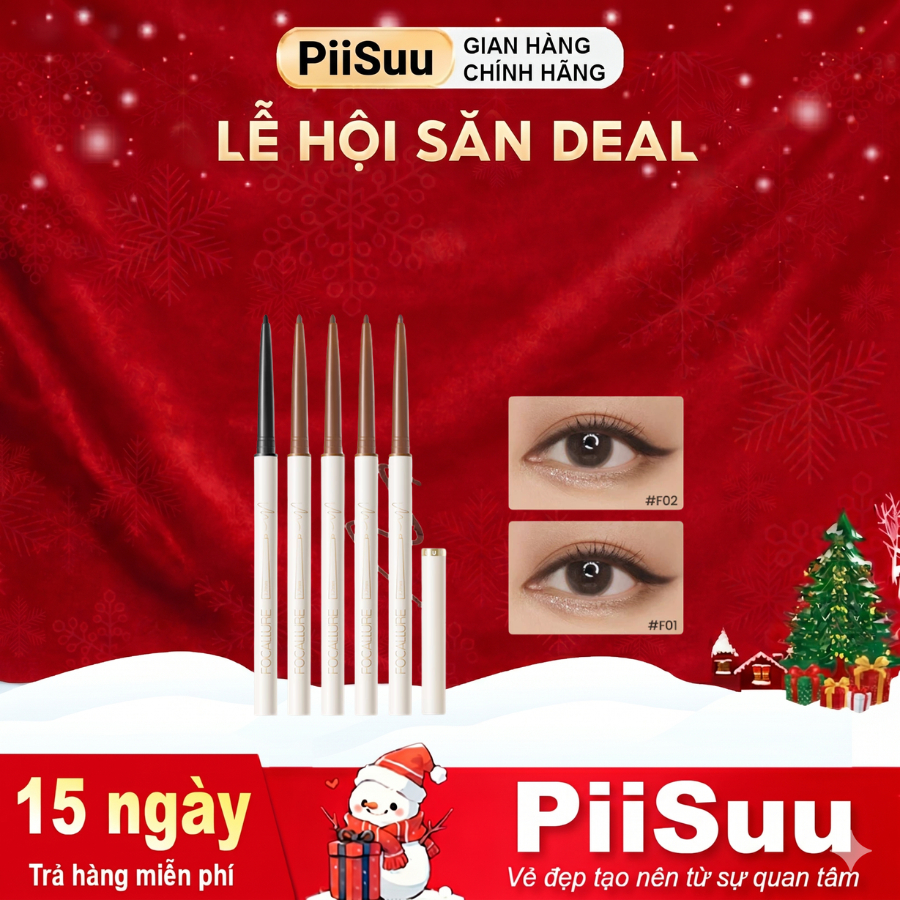 FOCALLURE Chì kẻ mắt siêu mảnh 1.7mm mềm mịn lâu trôi chống nước 0.1g