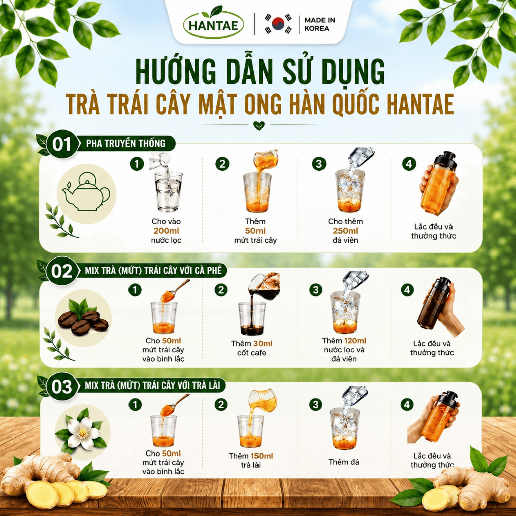 Trà Gừng Mật Ong Hantae ( 1kg x 12 lọ/ thùng)