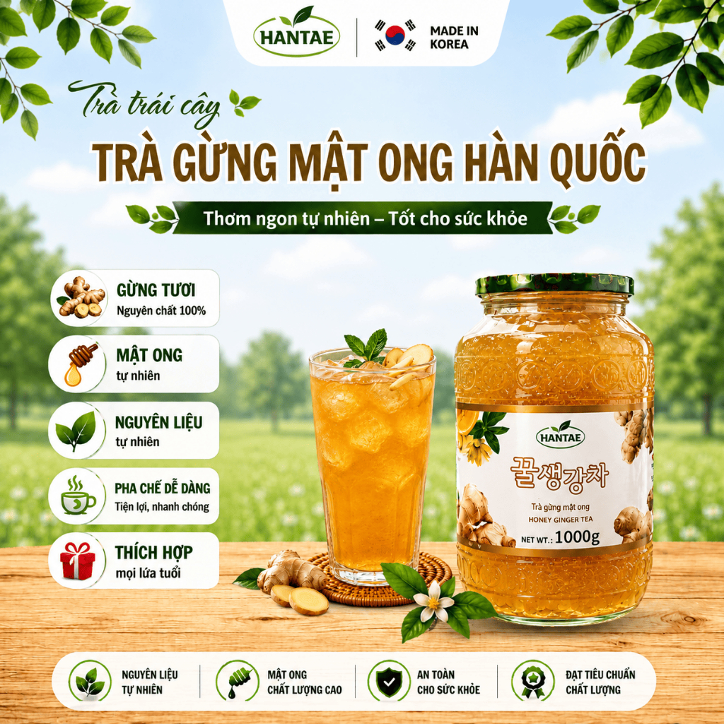 Trà Gừng Mật Ong Hantae ( 1kg x 12 lọ/ thùng)